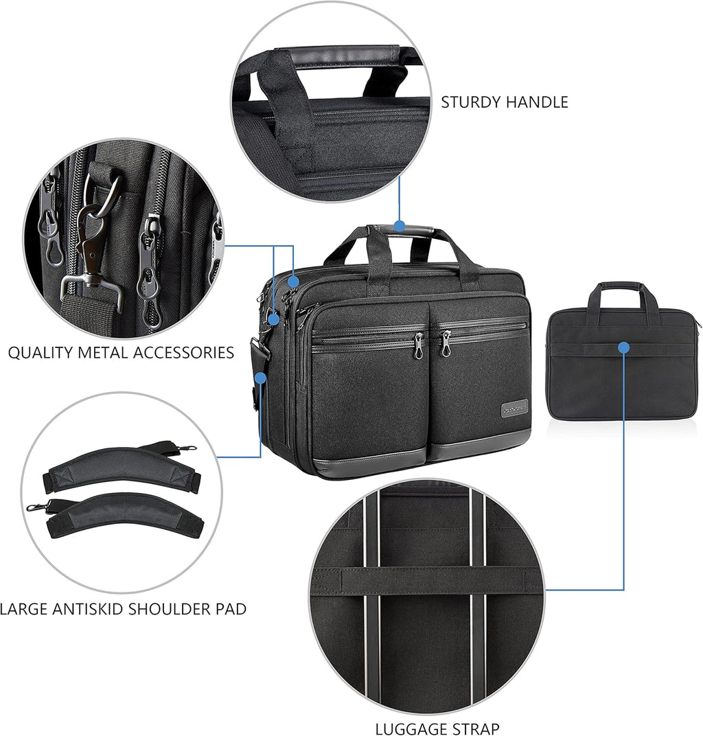 KROSER Laptop Bag up to 17.3 Expandable - Black