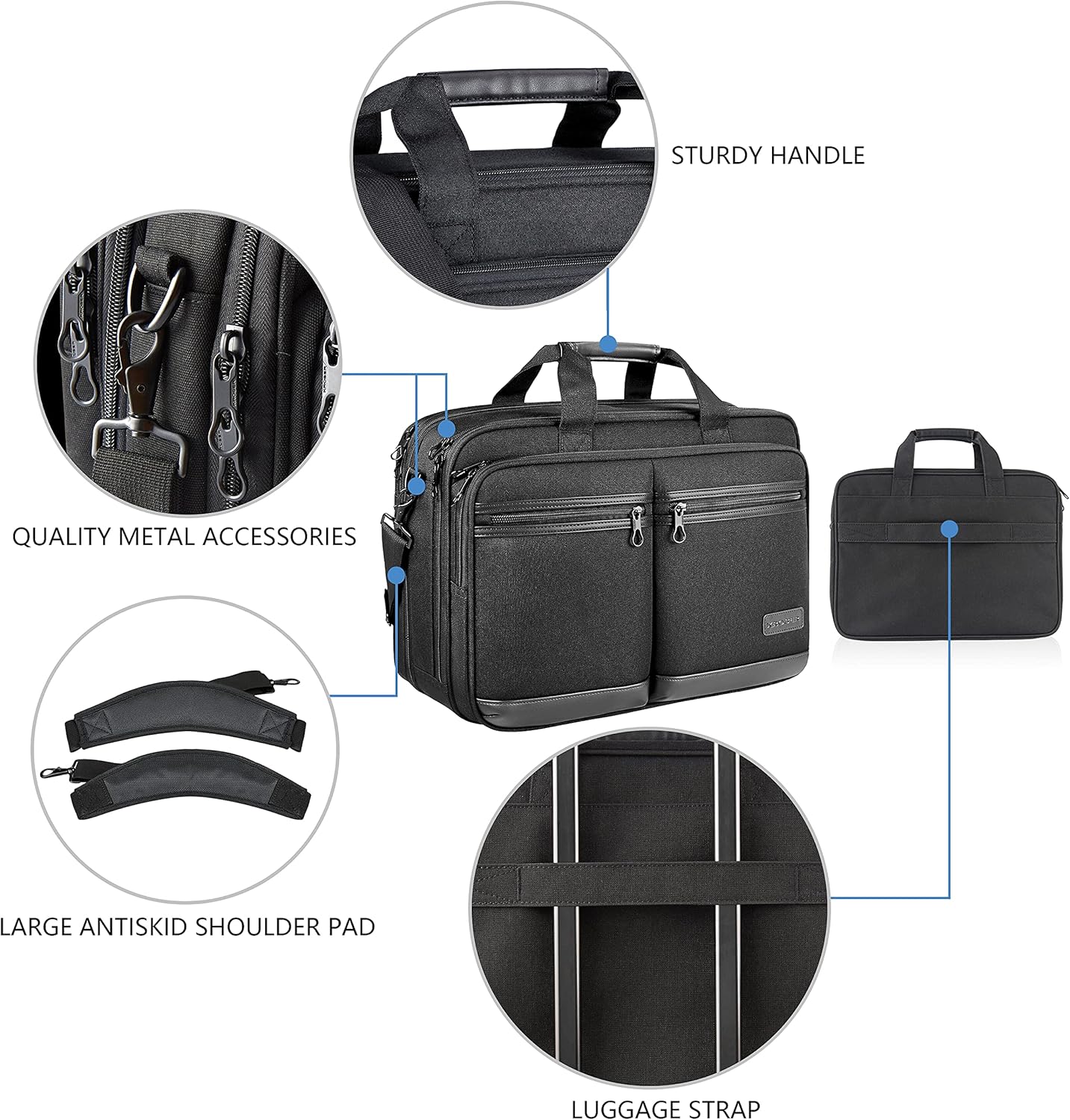 KROSER Laptop Bag up to 17.3 Expandable - Black