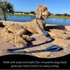 RhinoGrip Aqua: Double Handle Reflective Dog Leash -  by Handbags Specialist Headquarter | Available at Handbags Specialist Headquarter