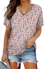 WIHOLL V-Neck Dolman Top with Side Shirring - Women's T Shirts by Handbags Specialist Headquarter | Available at Handbags Specialist Headquarter