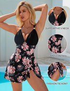 SUUKSESS Women's Tummy Control One Piece Swim Dress
