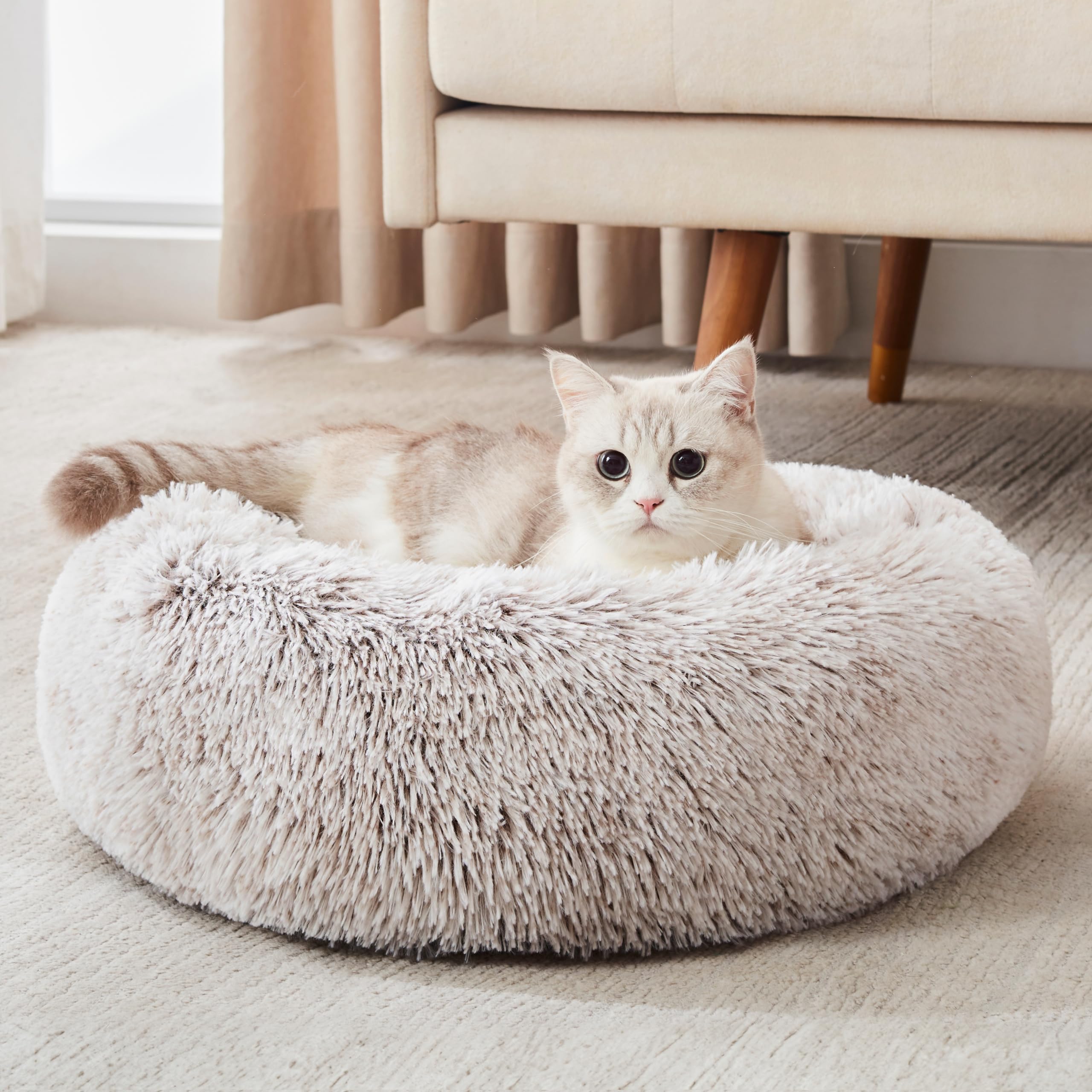 PawCozy Nest: Plush Anti-Anxiety Pet Bed, Light Grey -  by Handbags Specialist Headquarter | Available at Handbags Specialist Headquarter