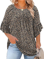 Plus Size Ruffle Sleeve Tunic Top