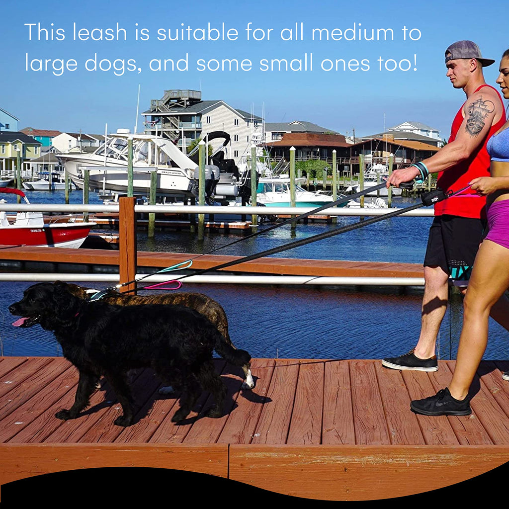 RhinoGrip Aqua: Double Handle Reflective Dog Leash -  by Handbags Specialist Headquarter | Available at Handbags Specialist Headquarter