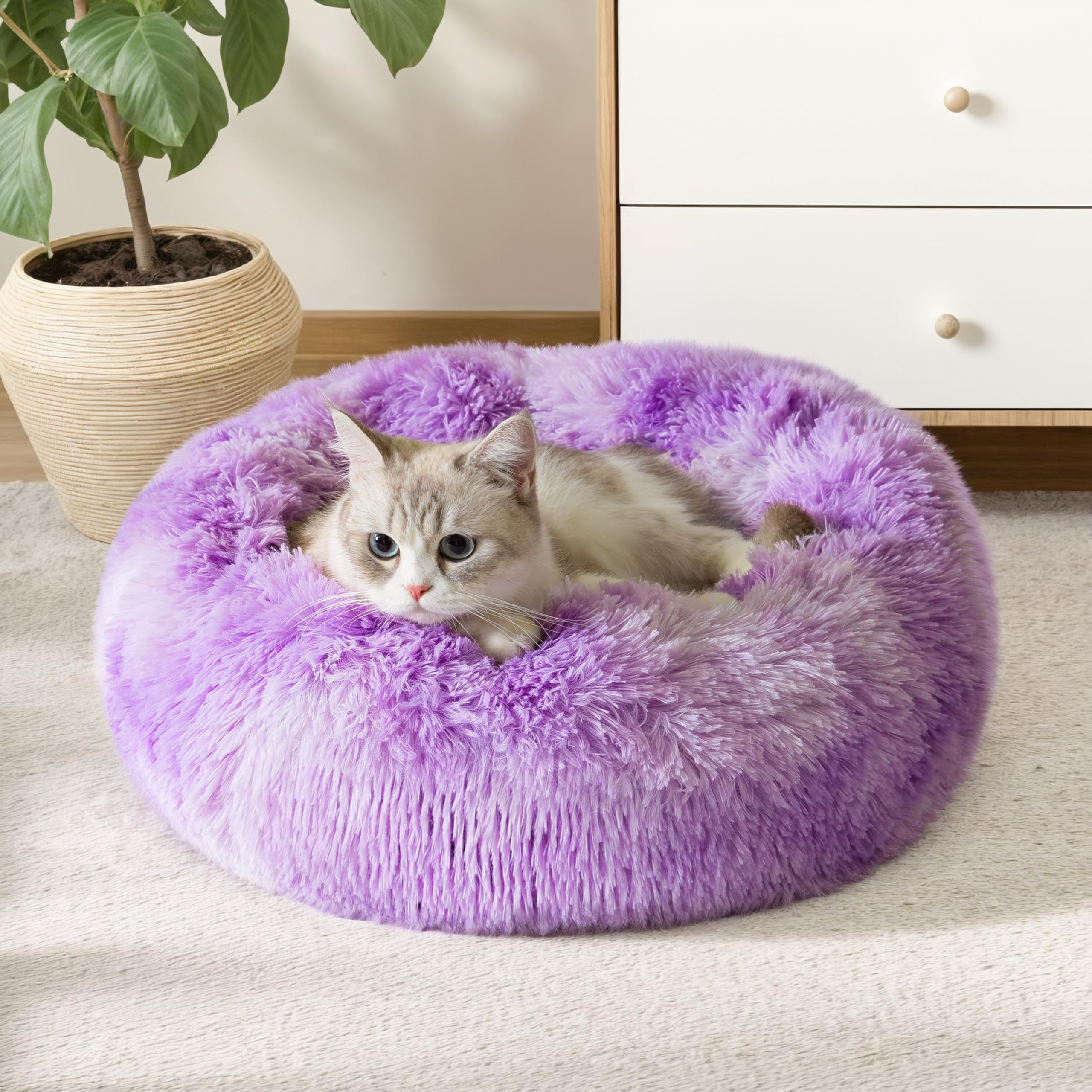 PawCozy Nest: Plush Anti-Anxiety Pet Bed, Light Grey -  by Handbags Specialist Headquarter | Available at Handbags Specialist Headquarter
