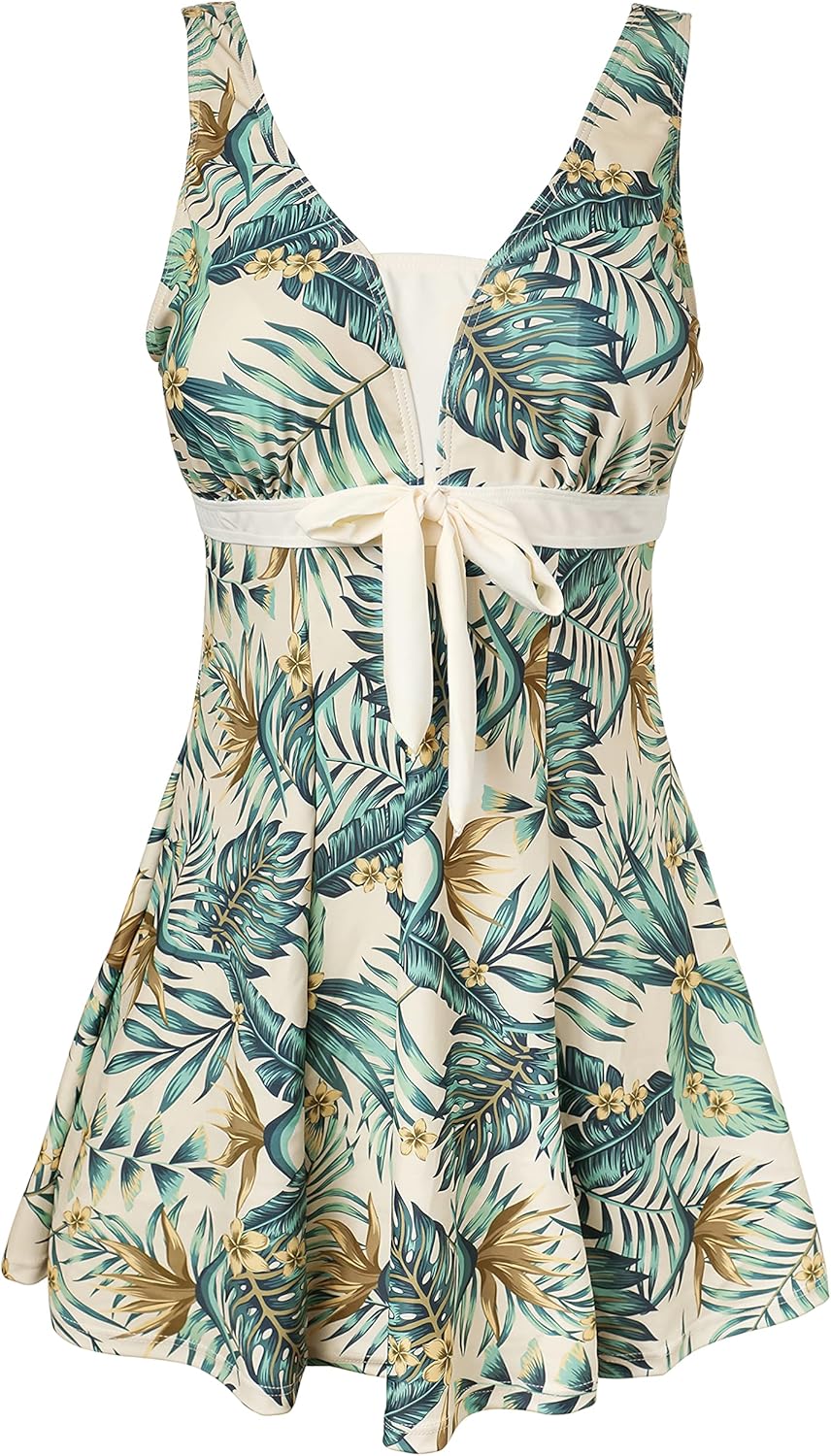 Plus Size Tummy Control Swimdress with Boyshorts