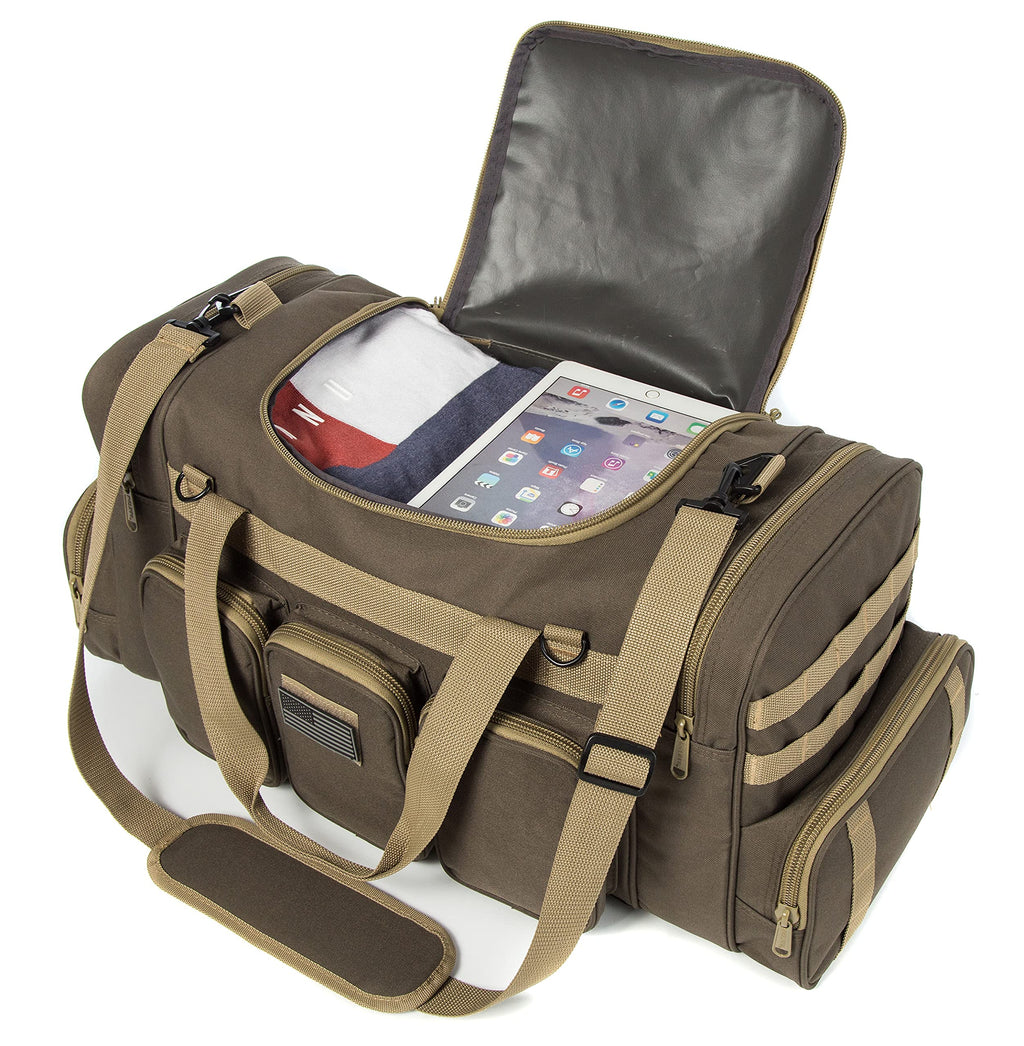 K-Cliffs Heavy Duty Tactical Range Duffel Quality Gear Travel Sports Gym Equipment Bag Military Molle Lockable Zippers with US Flag Patch 27 Inch Black – ##variant## 