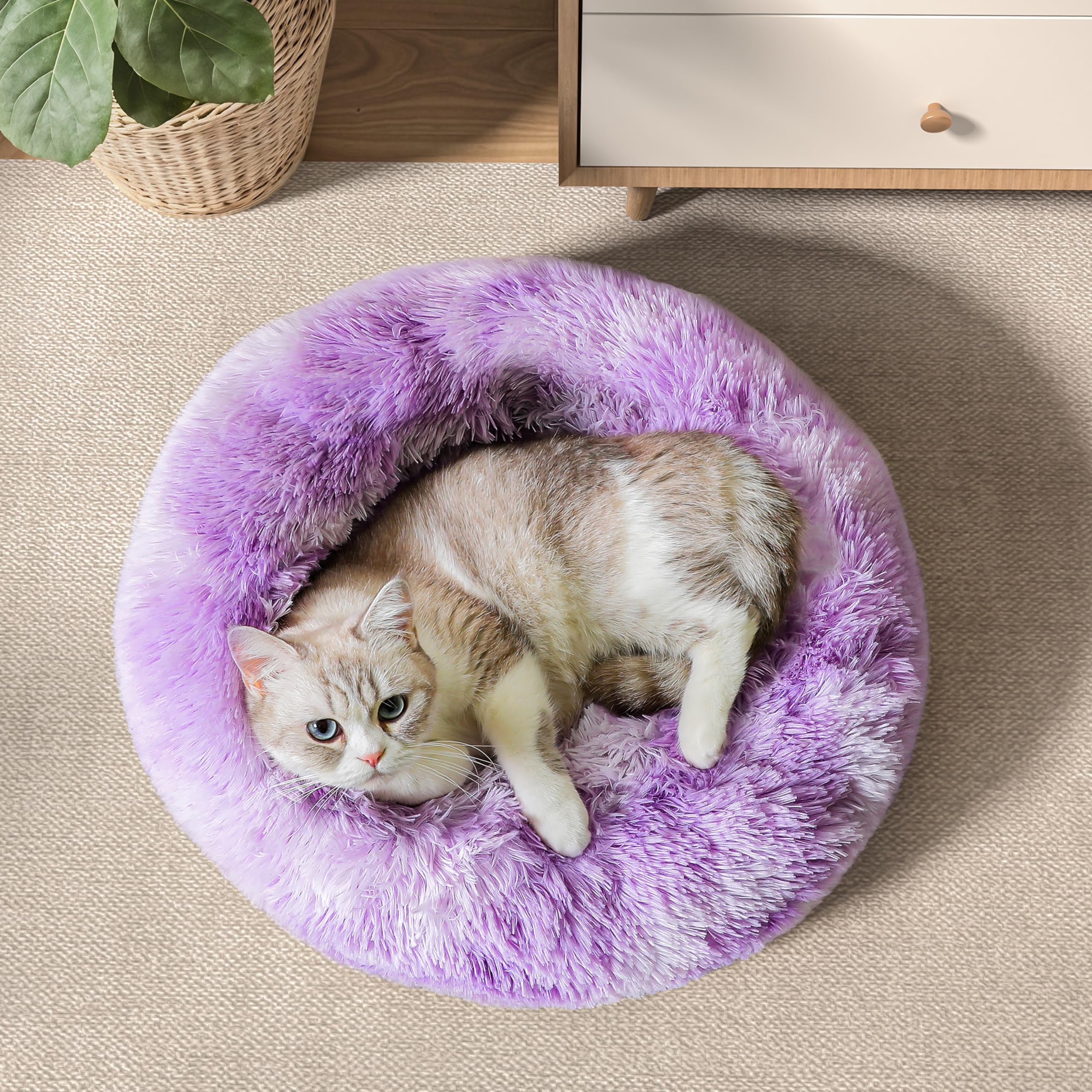 PawCozy Nest: Plush Anti-Anxiety Pet Bed, Light Grey -  by Handbags Specialist Headquarter | Available at Handbags Specialist Headquarter