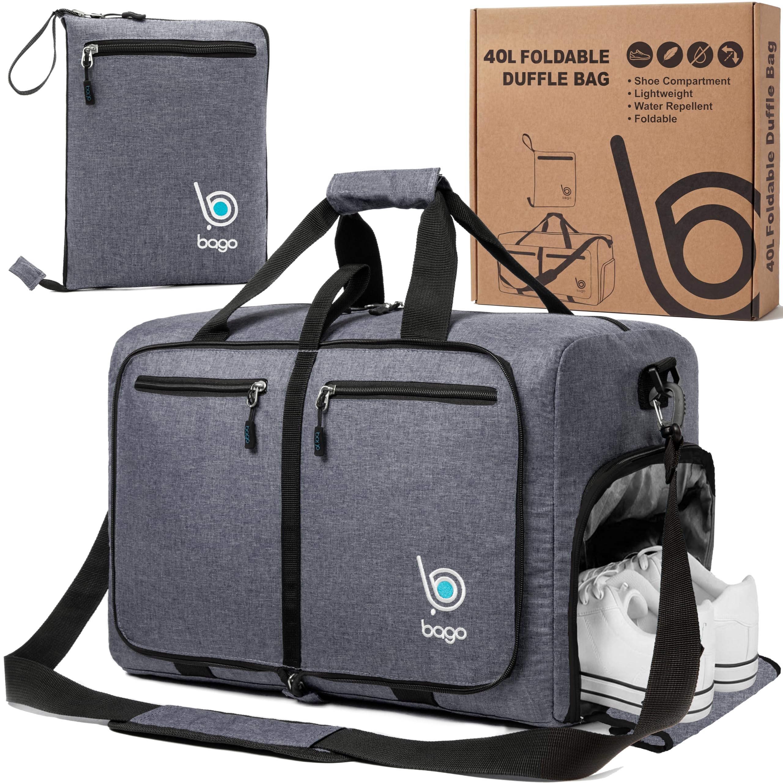 Bago 60L Foldable Travel Duffle Bag with Shoe Compartment