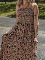 Printed Smocked Bodice Maxi Dress - Maxi Dress by Trendsi | Available at Handbags Specialist Headquarter