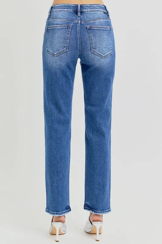 RISEN Mid Rise Ankle Tapered Jeans - Women / Jeans & Denim by Trendsi | Available at Handbags Specialist Headquarter