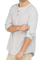 Men's Roll-Up Sleeve Linen Blend Polo Shirt - Men's Polo shirt by Trendsi | Available at Handbags Specialist Headquarter