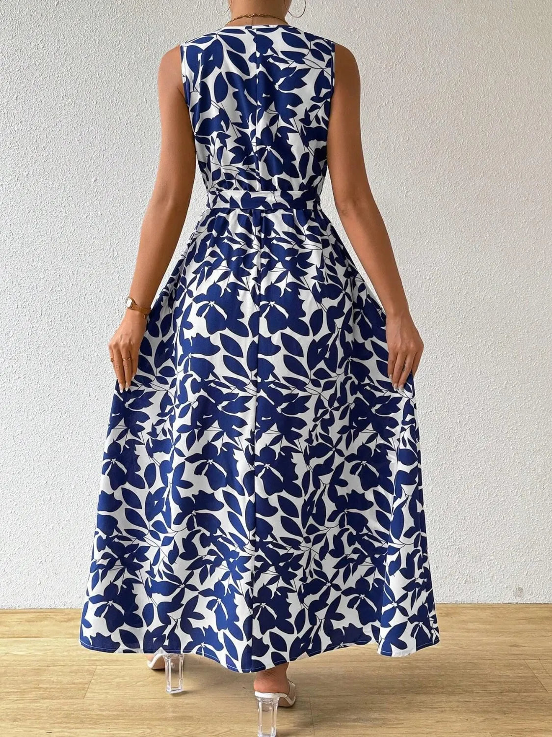 Printed Surplice Sleeveless Maxi Dress - Maxi Dress by Trendsi | Available at Handbags Specialist Headquarter