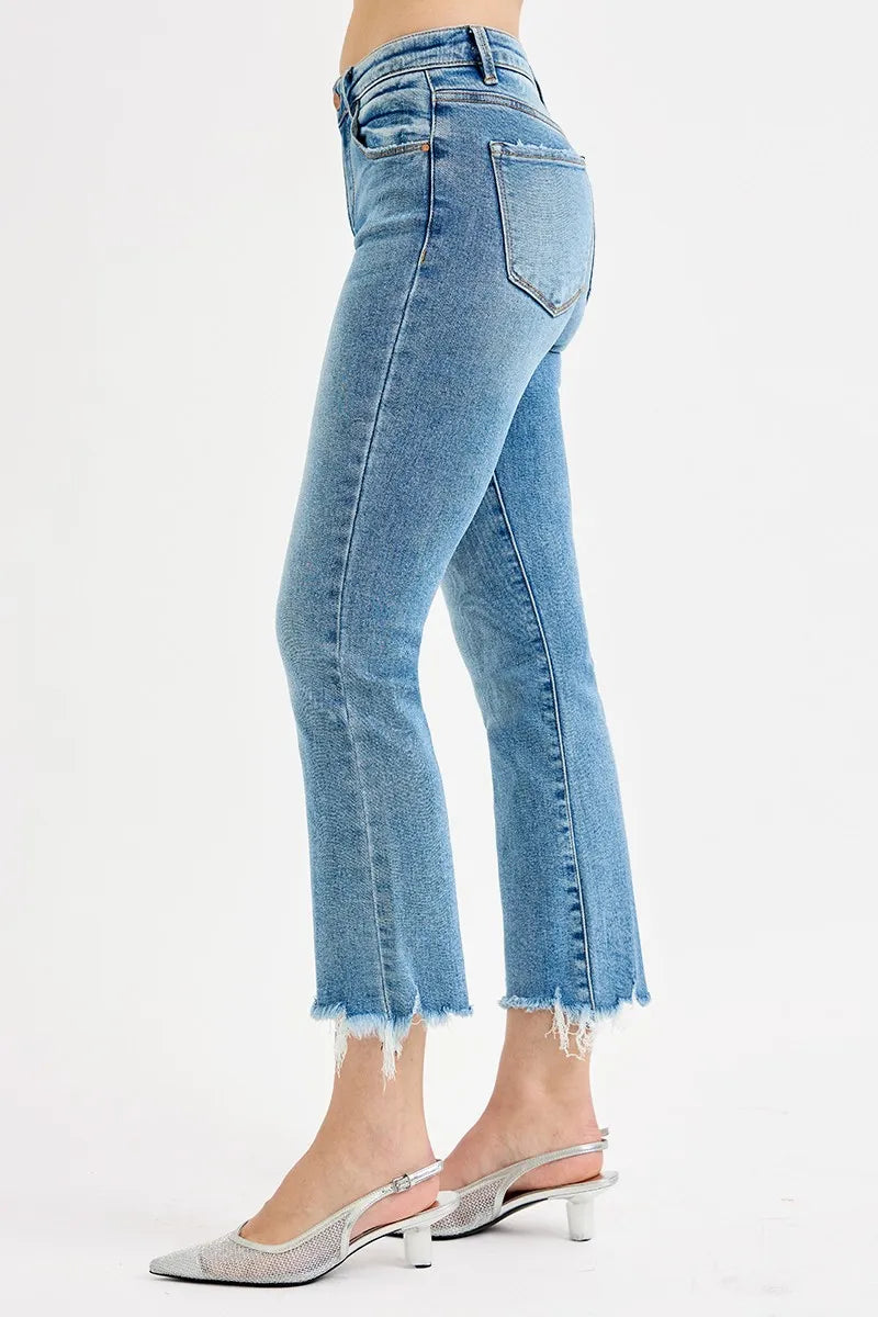 RISEN Full Size High Rise Crop Straight Slim Jeans Plus Size - Women / Jeans & Denim by Trendsi | Available at Handbags Specialist Headquarter