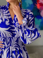 Printed Flounce Sleeve Maxi Dress - Maxi Dress by Trendsi | Available at Handbags Specialist Headquarter