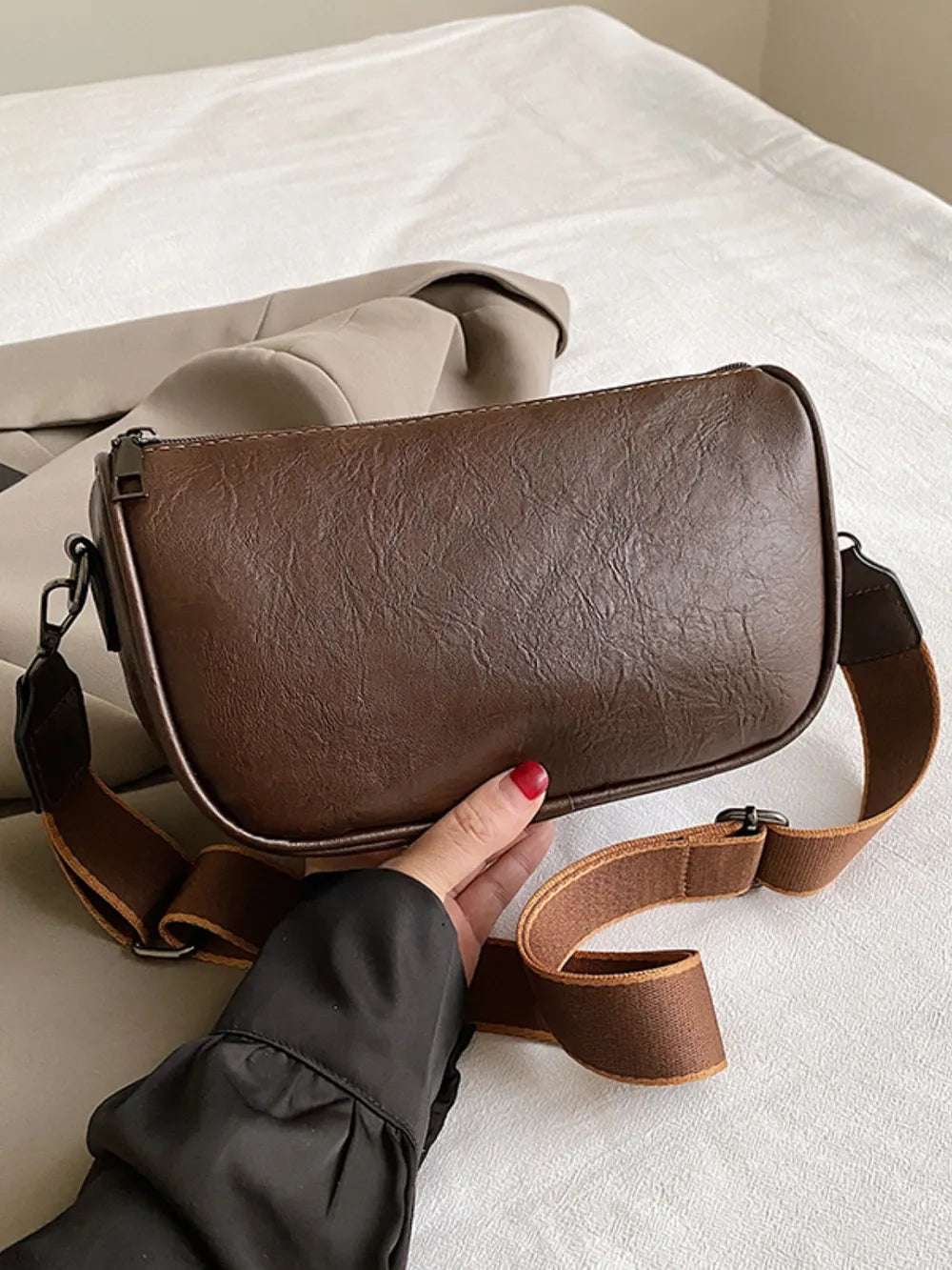 PU Leather Fringe Studded Crossbody Bag - Crossbody Bag by Trendsi | Available at Handbags Specialist Headquarter