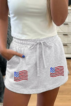 American Flag Embroidered Drawstring Casual Skirt - Skirts by Trendsi | Available at Handbags Specialist Headquarter