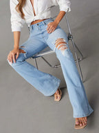 Distressed Jeans with Pockets - Women / Jeans & Denim by Trendsi | Available at Handbags Specialist Headquarter