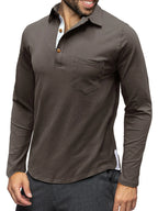 Men's Long Sleeve Polo Shirt with Chest Pocket - Men's Polo shirt by Trendsi | Available at Handbags Specialist Headquarter