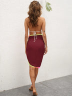 Rainbow Pompom Trim Swim Skirt -  by Trendsi | Available at Handbags Specialist Headquarter