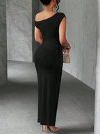 Asymmetrical One Shoulder Bodycon Maxi Dress - Maxi Dress by Trendsi | Available at Handbags Specialist Headquarter
