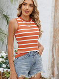 Striped Round Neck Tank - Tops by Trendsi | Available at Handbags Specialist Headquarter