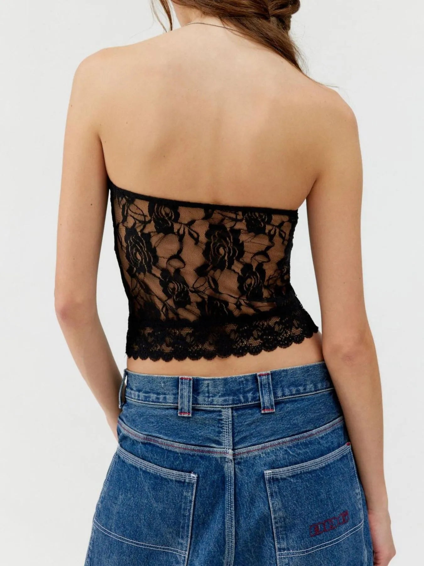 Lace Strapless Tube Top - Tops by Trendsi | Available at Handbags Specialist Headquarter