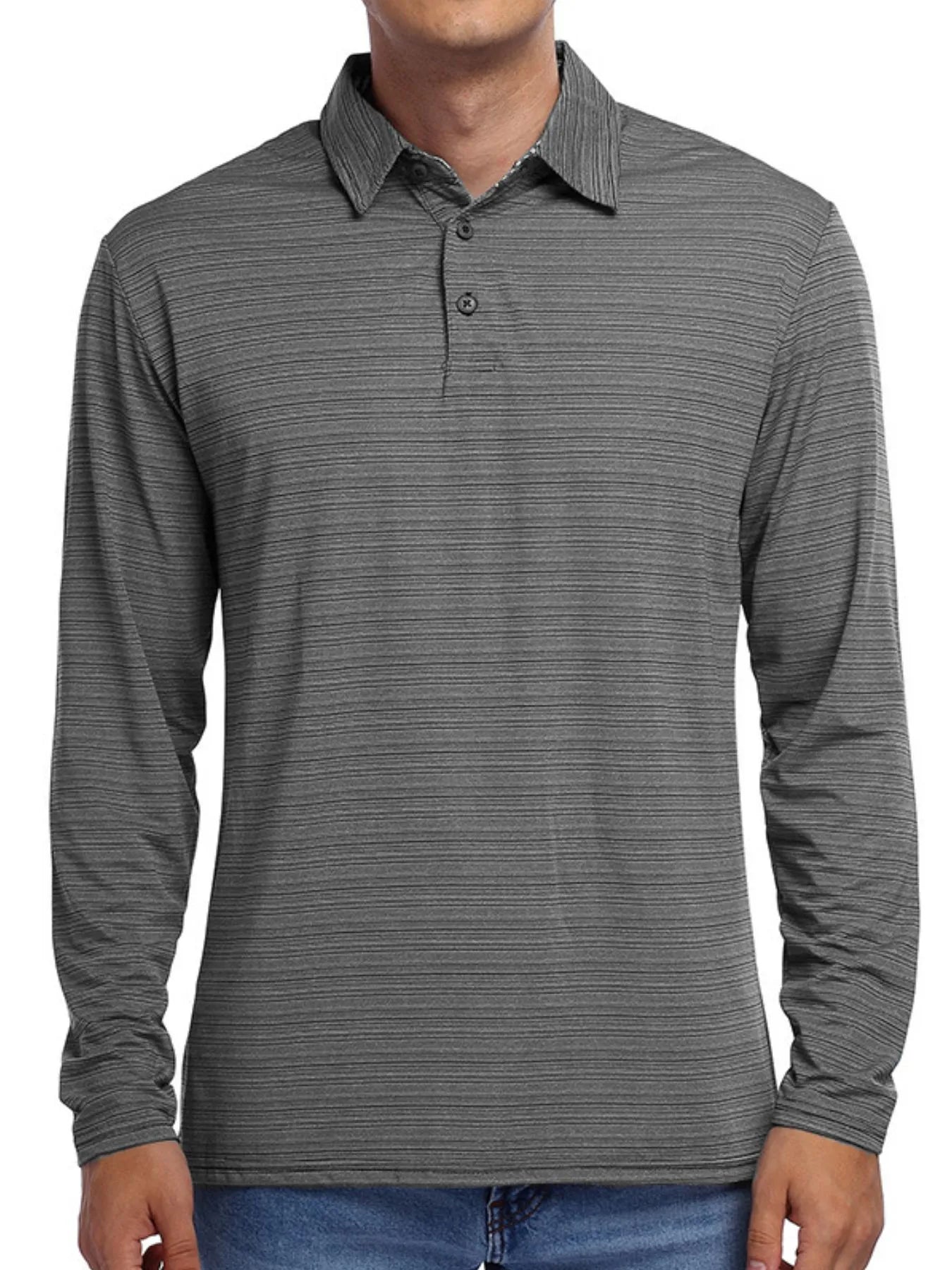 Men's Striped Long Sleeve Polo Shirt - Men's Polo shirt by Trendsi | Available at Handbags Specialist Headquarter