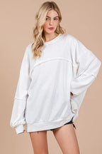 Ces Femme Exposed Seam Long Sleeve Sweatshirt - Men's Sweatshirts by Trendsi | Available at Handbags Specialist Headquarter