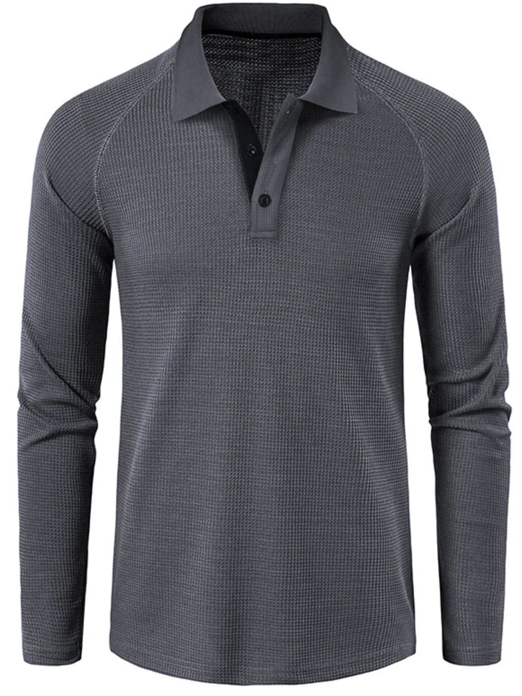 Men's Long Sleeve Textured Polo - Men's Polo shirt by Trendsi | Available at Handbags Specialist Headquarter