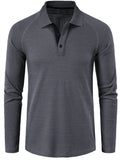 Men's Long Sleeve Textured Polo - Men's Polo shirt by Trendsi | Available at Handbags Specialist Headquarter