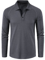 Men's Long Sleeve Textured Polo - Men's Polo shirt by Trendsi | Available at Handbags Specialist Headquarter