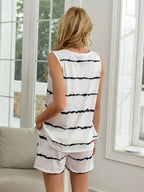 Striped Round Neck Tank and Shorts Lounge Set - sleepwear by Trendsi | Available at Handbags Specialist Headquarter
