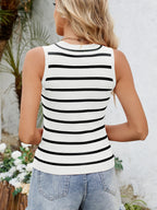 Striped Round Neck Tank - Tops by Trendsi | Available at Handbags Specialist Headquarter