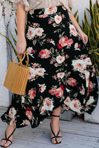 Plus Size Floral High-Rise Skirt -  by Trendsi | Available at Handbags Specialist Headquarter