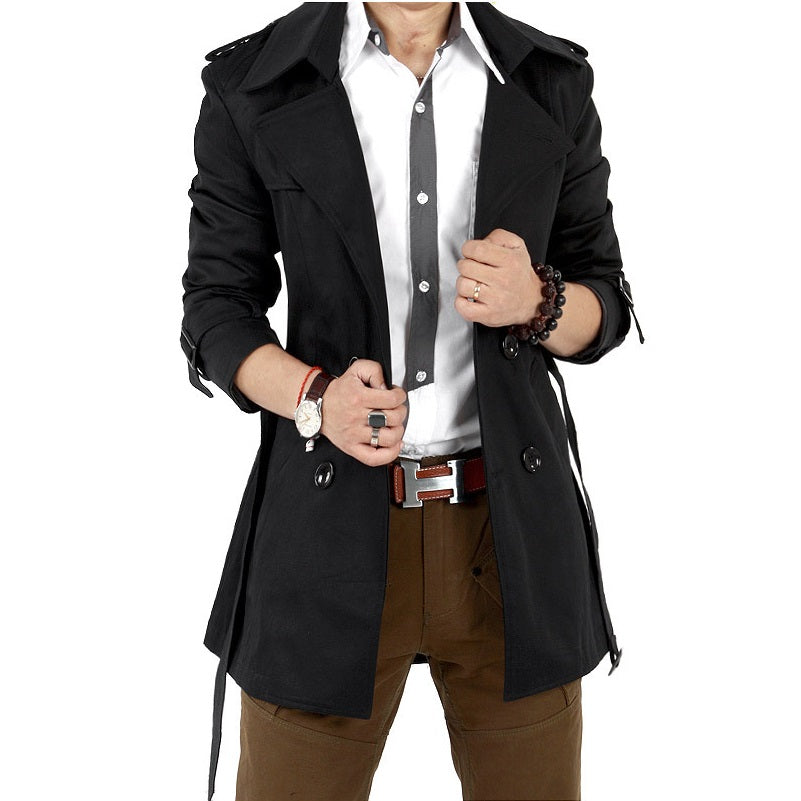 RetroSmart Korean Men's Double-Breasted Windbreaker