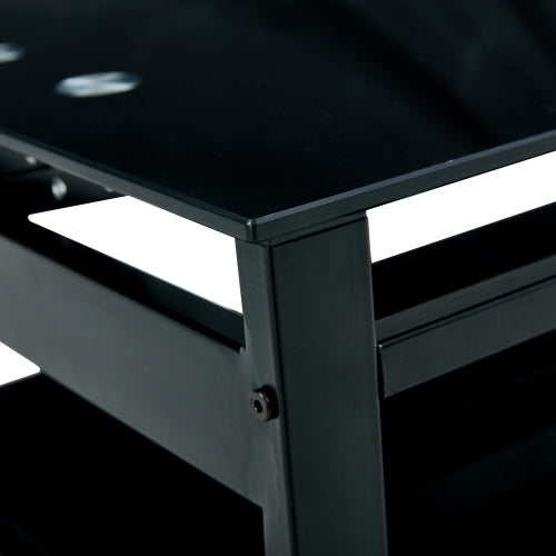 Elevate: Sleek 2-Layer Black Glass Coffee Table - decor by Trendsi | Available at Handbags Specialist Headquarter
