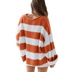 Chic Striped Batwing Knit Sweater for Women