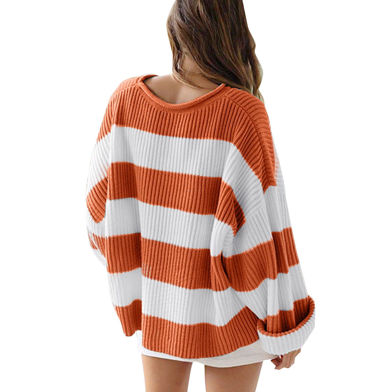 Chic Striped Batwing Knit Sweater for Women