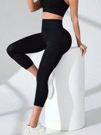 High Waist Cropped Active Leggings - Leggings by Trendsi | Available at Handbags Specialist Headquarter