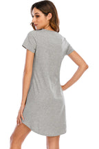 Graphic Round Neck Short Sleeve Lounge Dress - Sleepwear by Trendsi | Available at Handbags Specialist Headquarter
