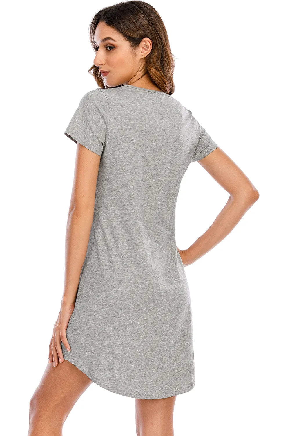 Graphic Round Neck Short Sleeve Lounge Dress - Sleepwear by Trendsi | Available at Handbags Specialist Headquarter