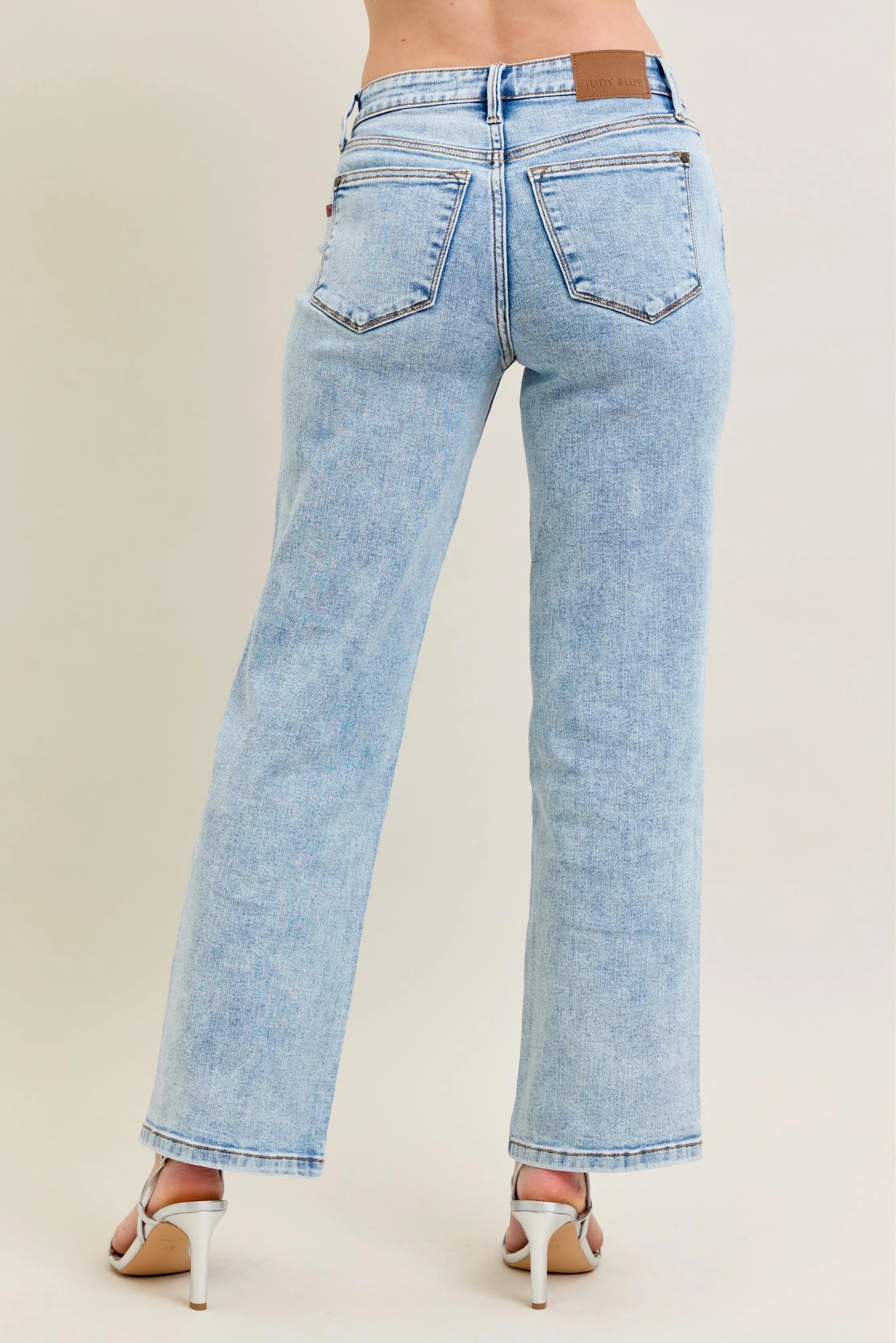 Judy Blue Full Size High Waist Stone Wash Straight Jeans Plus Size - Women / Jeans & Denim by Trendsi | Available at Handbags Specialist Headquarter