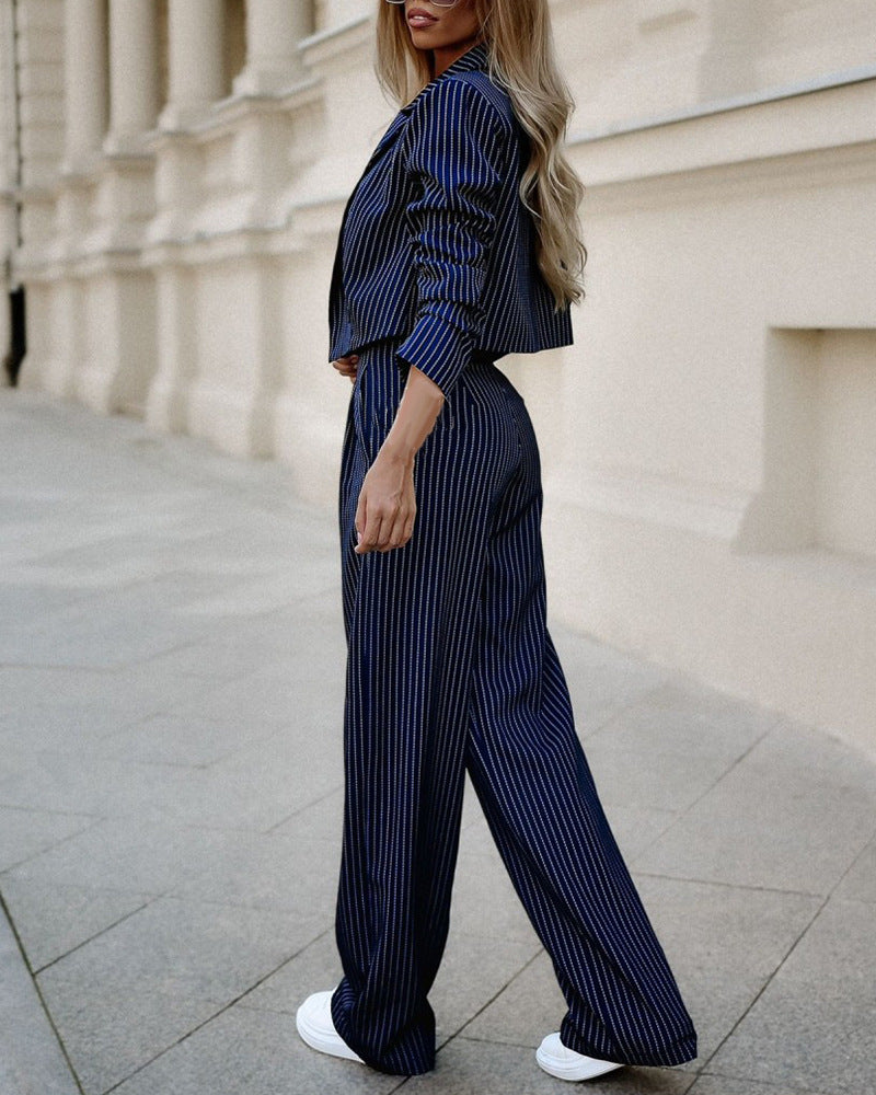 Spring Stripes: Women's Cropped Suit Set