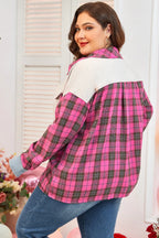Plus Size Plaid Collared Neck Long Sleeve Shirt - Plus Size Shirts by Trendsi | Available at Handbags Specialist Headquarter