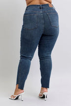 Judy Blue Full Size High Waist Tummy Control Step Hem Skinny Jeans Plus Size - Women / Jeans & Denim by Trendsi | Available at Handbags Specialist Headquarter