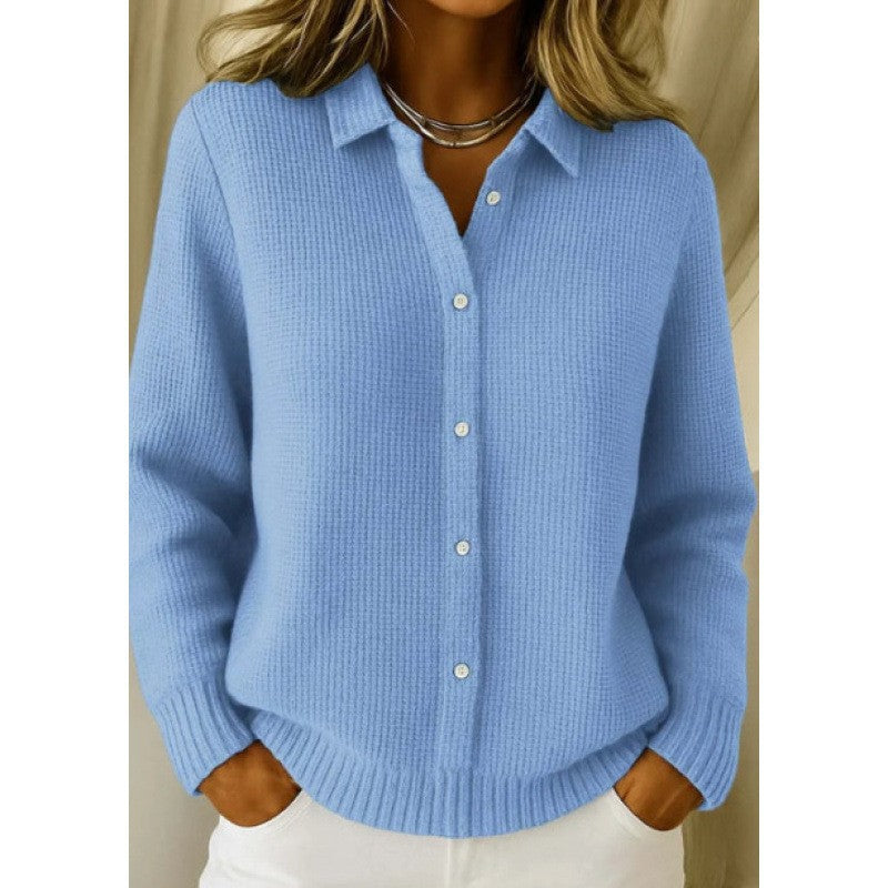 LuxeKnits: Women's Cozy Lapel Sweater