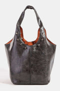 Fame Weathered Faux Leather And Studs Bucket Bag - Crossbody Bag by Trendsi | Available at Handbags Specialist Headquarter