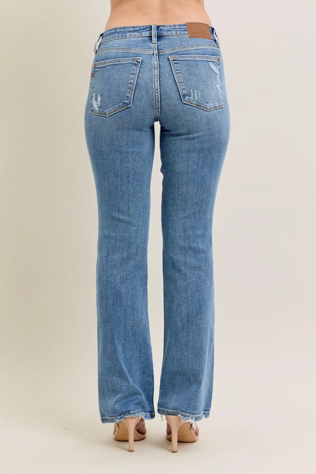 Judy Blue Full Size Mid Rise Wash Destroy Hem Bootcut Jeans Plus Size - Women / Jeans & Denim by Trendsi | Available at Handbags Specialist Headquarter