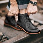 Vintage Moto Men's Leather Lace-Up Ankle Boots